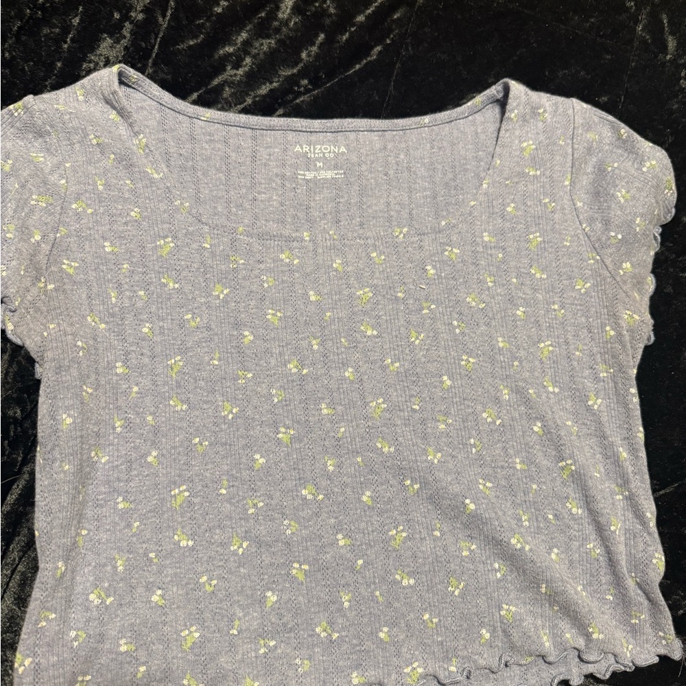 Arizona Jean Company Lavender Floral Short Sleeve Tee